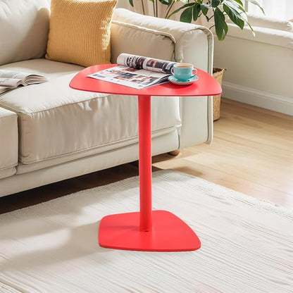 C Table End Tray Metal Sofa Side Accent Coffee, Waterproof and Anti-Rust Outdoor&Indoor Snack Table (Model B, Red)