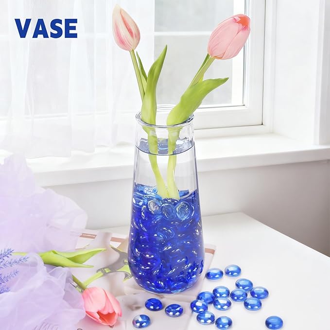 10 Pounds Fire Glass Beads,3/4 Inch High Luster Round Fire Glass for Gas Fireplace, Fire Pit Table,Landscaping, Caribbean Blue
