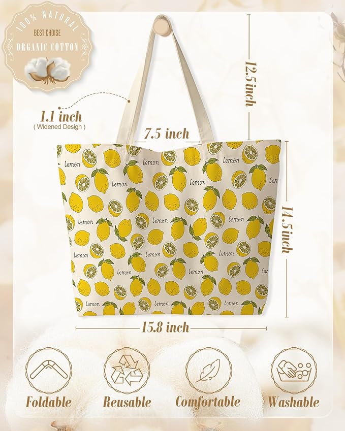 Miss Adola Large Tote Bag for Women - Canvas Tote Bag with Zipper Aesthetic Reusable Shoulder Bag for Gym, Travel, Work