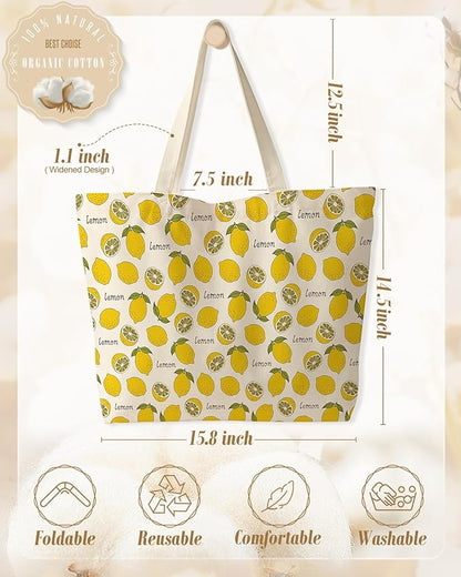 Miss Adola Large Tote Bag for Women - Canvas Tote Bag with Zipper Aesthetic Reusable Shoulder Bag for Gym, Travel, Work