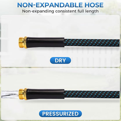 Non-Expandable Garden Hose – Ultra Lightweight & Leak-Proof Kink-Free Water Hose with 10-Function Spray Nozzle – Wear-Resistant Hybrid Hose for Yard, Lawn, Car Wash & Outdoor Use – 50 ft