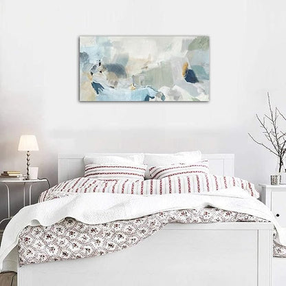 arteWOODS Abstract Canvas Wall Art Teal Abstract Pictures Canvas Painting Modern Bluish Green Canvas Prints Turquoise Artwork Wall Decor for Living Room Bedroom Home Office Wall Decoration 29" x 58"