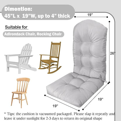 Adirondack Chair Cushion, Thick Indoor/Outdoor Rocking Chair Cushion with High Elasticity PP Cotton, Fade-Resistant, 44'x19'x4