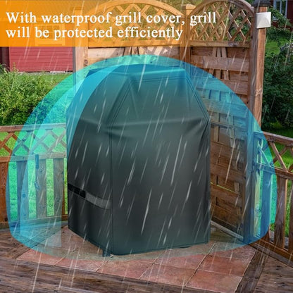 Aoretic Grill Cover 32 inch Gas BBQ-Cover, Fit Most 2 Burner Grill Waterproof Small Barbeque Cover with Straps & Adjustable Drawstring for Weber,Nexgrill,Char-Broil, Monument,Dyna-Glo,Kenmore