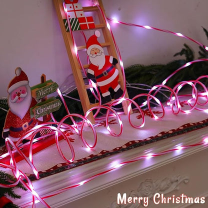 YEGUO Solar Christmas Candy Cane Rope Lights, 2 Packs Each 33ft 100 LED Red & White Solar Rope Light Outdoor Waterproof Decorations String Tube Lights