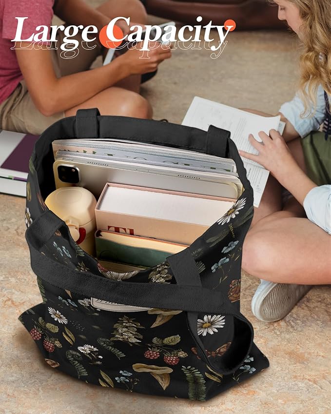 Miss Adola Aesthetic Canvas Tote Bag for Women - Sturdy Cloth Cotton Totes Bag with Pattern Shoulder Bag