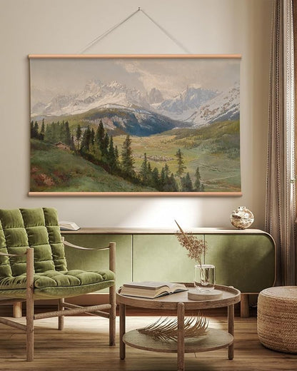 VIYYIEA Extra Large Canvas Wall Art, 36x54 Inch Mountain Landscape Oil Painting Style, Vintage Nature Wall Decor for Living Room, Bedroom, Above Sofa