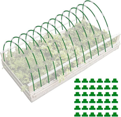 Joyhalo Garden Hoops for Raised Beds, 72pcs (12 Sets) Fiberglass Hoops with PVC Coating, DIY Greenhouse Tunnel for Row Cover, Bird Netting & Plant Protection, Extend Growing Season