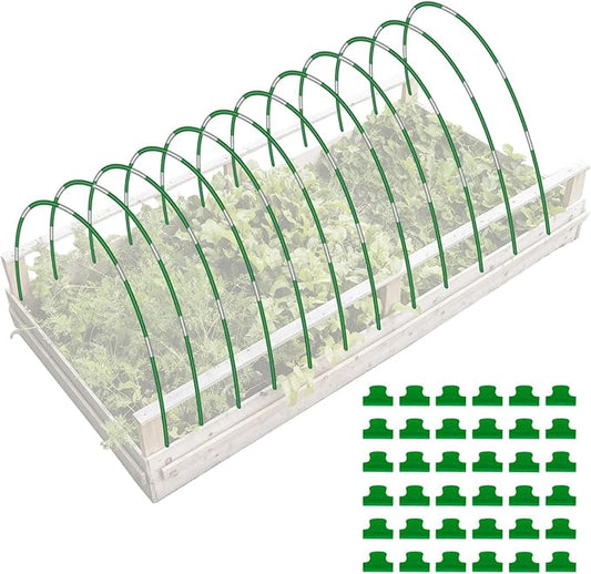 Joyhalo Garden Hoops for Raised Beds, 72pcs (12 Sets) Fiberglass Hoops with PVC Coating, DIY Greenhouse Tunnel for Row Cover, Bird Netting & Plant Protection, Extend Growing Season