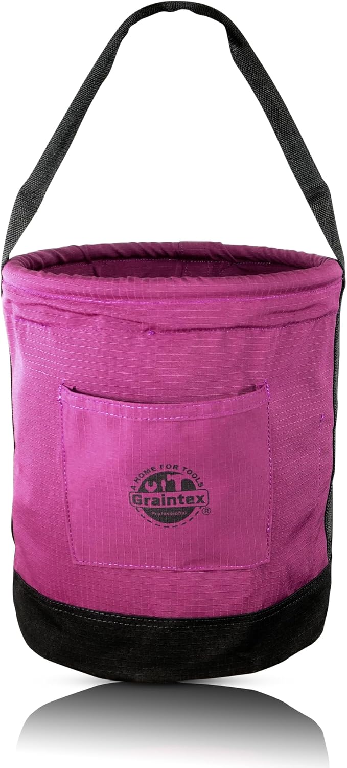 Graintex Canvas Utility Bucket 12"x15", Round Tool Bucket, Reinforced Base & Carry Handle, Ripstop Canvas, Multi-Purpose Bag for Jobsite, Gardening, Home Use, Ideal for Tool Storage Solutions