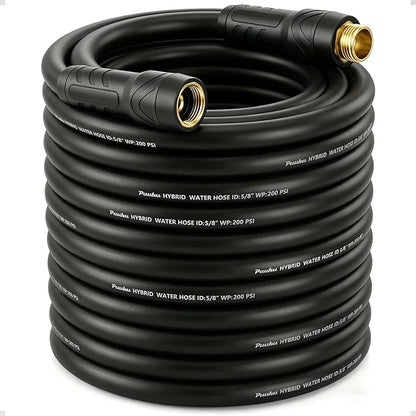 Garden Hose 100ft x 5/8", NON-EXPANDABLE Heavy Duty Premium Flexible Water Hose, No Kink, Leakproof, Lightweight Hybrid Hose with Male to Female Fittings for Household、Backyard