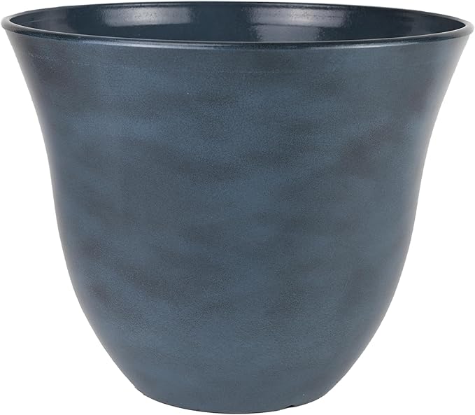Classic Home and Garden Honeysuckle Resin Planters - Lightweight Indoor & Outdoor Plant Pots - UV-Resistant Plastic Flower Pots - Pot Planters for Flowers & Herbs (13", Blue Jean)