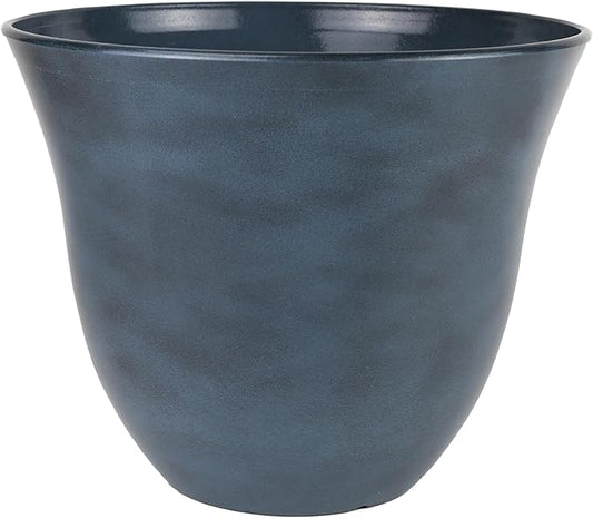 Classic Home and Garden Honeysuckle Resin Planters - Lightweight Indoor & Outdoor Plant Pots - UV-Resistant Plastic Flower Pots - Pot Planters for Flowers & Herbs (15" Blue Jean)