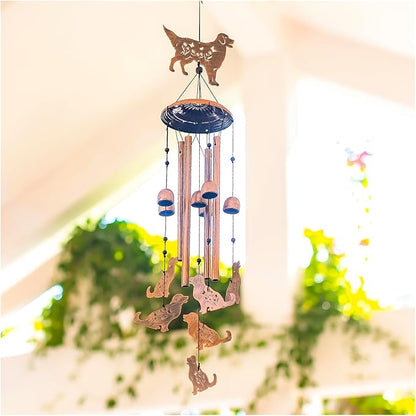 Golden Retriever Dog Wind Chimes Outdoor Dog Gifts for Women Mom Men Dad Unique Birthday Metal WindChimes for Outside/Indoors, Patio, Lawn, Yard, Home Decor, Outdoor Decor, Garden Decorations