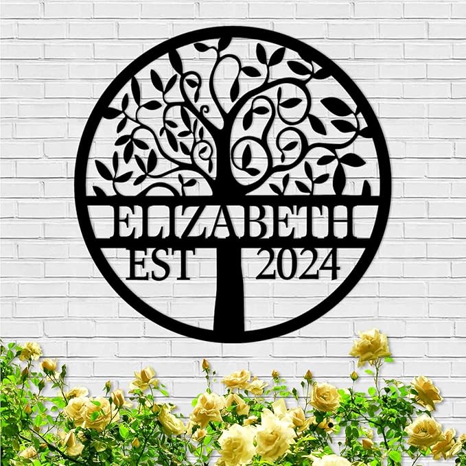 Personalized Metal Tree of Life Wall Sign | Custom Family Name Sign | Outdoor Balcony Decor | Wedding Housewarming Gift