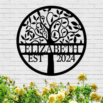 Personalized Metal Tree of Life Wall Sign | Custom Family Name Sign | Outdoor Balcony Decor | Wedding Housewarming Gift