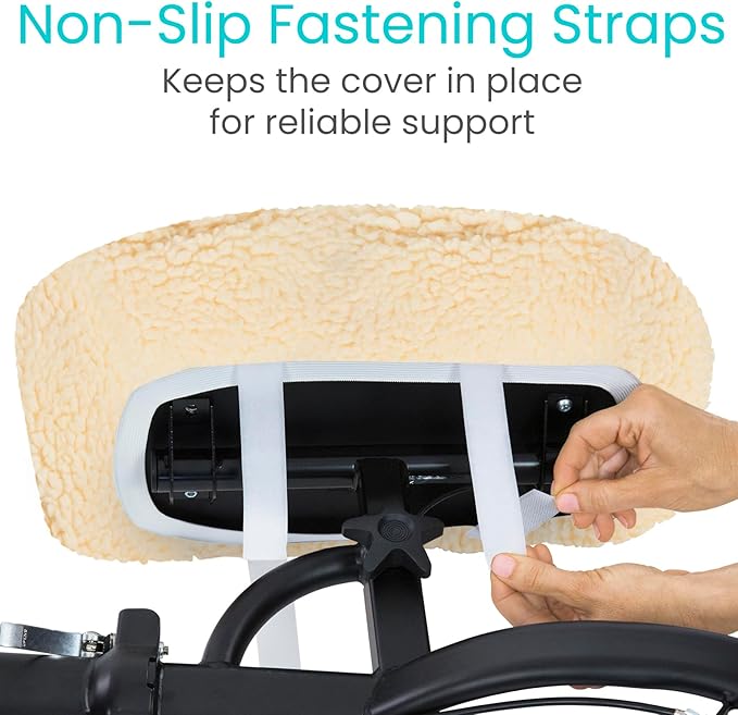 Vive Mobility Knee Walker Pad Cover - Plush Synthetic Faux Sheepskin Scooter Cushion - Accessory for Knee Roller - Leg Cart Improves Comfort During Injury (Off-White)