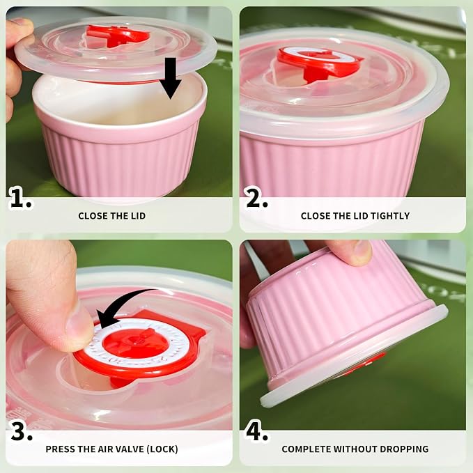 8OZ Ceramic Ramekins with Lids Set of 6 for Baking | Colorful Ceramic Cups, Dishwasher & Oven Safe, for Baking, Ceramic Custard Cups,dips