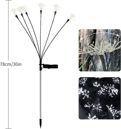 JJGoo Solar Garden Lights, New Upgraded 2 Pack Solar Swaying Starburst Light, Waterproof Fireworks Outdoor Lights, Yard Patio Pathway Decoration, White