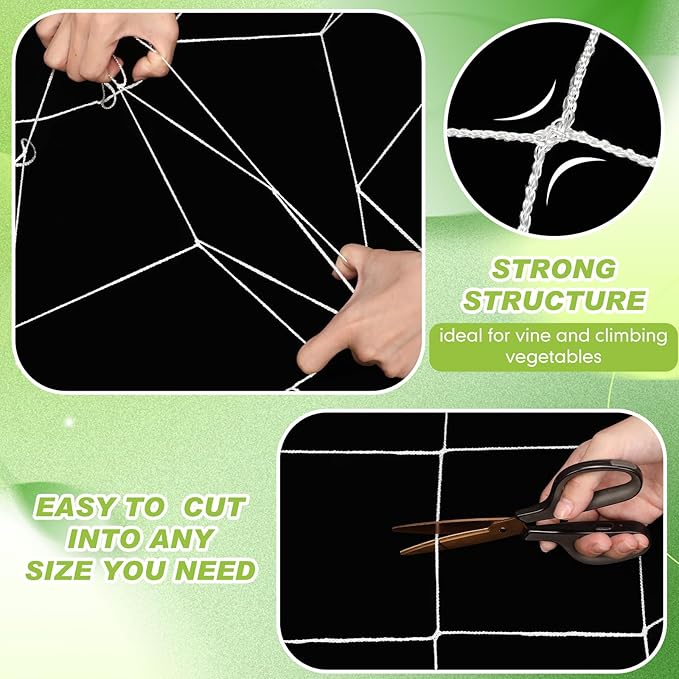 Berlune 6.5 x 700 ft Trellis Netting Roll Soft Mesh Nylon Heavy Duty Garden Trellis Netting Bulk for Climbing Plants, Grape Racks, Growing Support Bean, Pea, Tomatoes