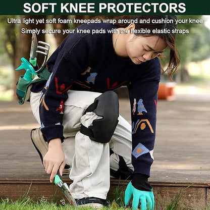 Gardening Knee Pads for Women, Soft Foam Knee Pads for Men Construction, Work Knee Pad for Women Men, Rodilleras Para Roofing Rodilleras Para Trabajo (Black)