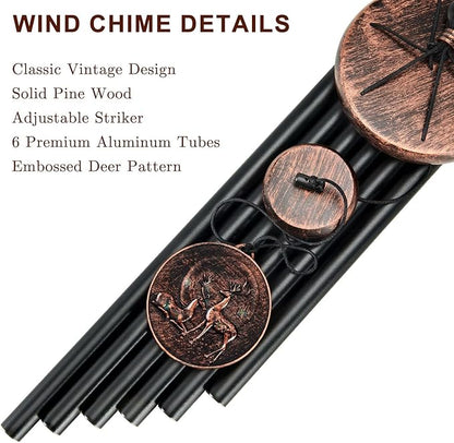 Wind Chimes for Outside, Vintage Deer Deep Tone Wind Chime Outdoor Clearance, Patio Porch Balcony Decoration, Garden Hanging Decor for Women Mom Grandma (32" Deer)