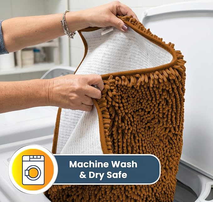 Muddy Mat® | Super Water Absorbent Door Mat Indoor, Microfiber Quick Dry Chenille Entryway Rug, Slip Resistant Front Door Mat, Indoor Mats for Entryway, Machine Washable Pet Rug, Amber 24" x 120"