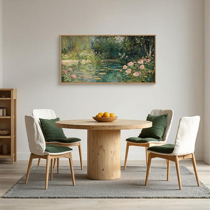 FWIEXA Monet Floral Framed Canvas Wall Art Set, Impressionist Botanical Garden Wall Decor, Vintage Ponds Tree Plant Artwork, Nature Landscape Prints, 20x40 Inches Pictures for for Living Room, Bedroom