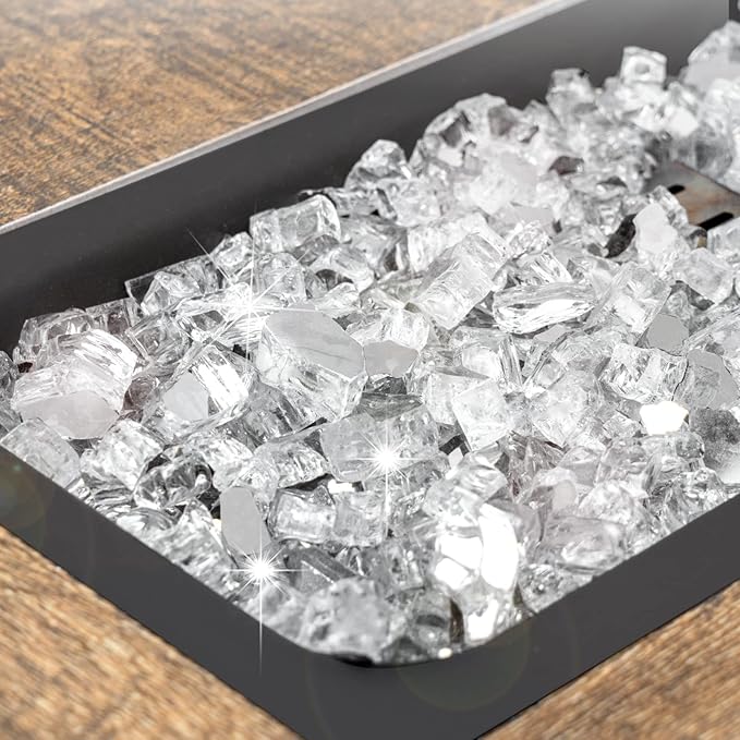 GASPRO 20 lbs Clear Fire Glass for Fire Pit Table, Reflective Gas Fireplace Glass Rocks, Gorgeous, 1/2 Inch