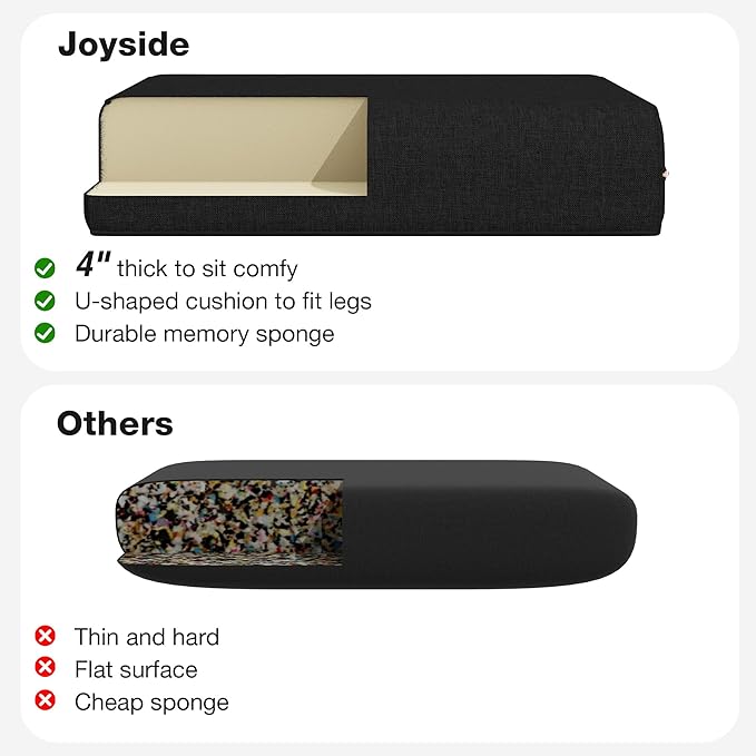 Joyside Outdoor Chair Cushions Set, 22x25/22x24 Inch Patio Furniture Deep Seat Cushions, Water Resistant & Thick Cushion, Outdoor Replacement Cushions for Seat and Sofa (Black, 3 Set)