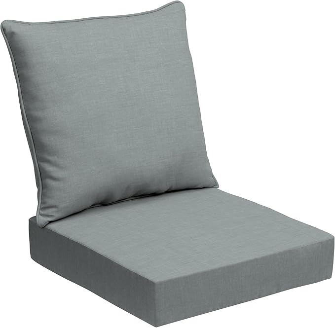 Arden Outdoor Foam Deep Seat Cushion Set (4-Pack), 24x24, Premium High-Density Foam, Never Flattens, Weather-Proof for Patio Chair Sofa Couch, Stone Grey Leala