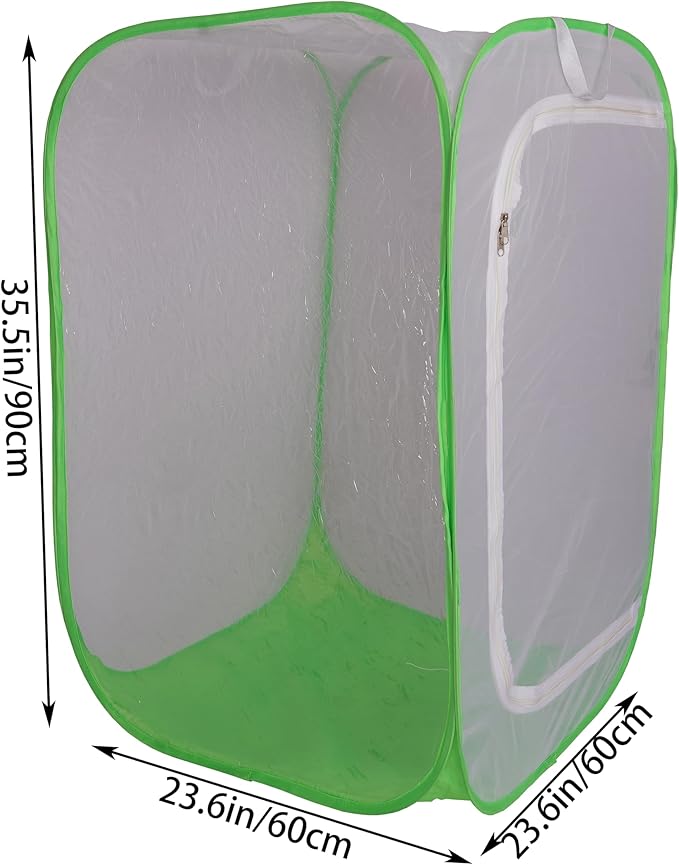 Mesh Plant Protection Cage - Pop Up Garden Net Enclosure with Zipper Door - Breathable Plant Cover Tent for Vegetables, Flowers, Herbs and Potted Plants - 24 x 24 x 36 Inch