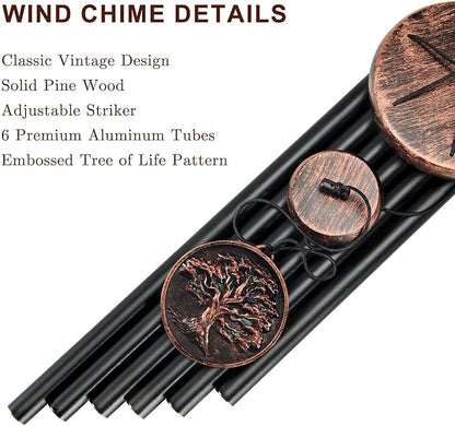 Wind Chimes for Outside, Vintage Tree of Life Deep Tone Wind Chime Outdoor Clearance, Memorial/Festivals/Birthday Gift for Mom Dad Women Grandma, Garden Porch Patio Decor (32" Tree of Life)