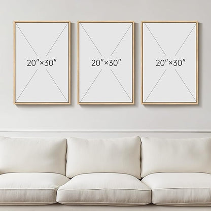 Large Framed Sage Green Abstract Wall Art, 3 Piece Modern Canvas Prints Paintings Artwork for Walls, Minimalist Green and Gold Abstract Pictures for Living Room Bedroom Dining Room Wall Decor 20x30 In
