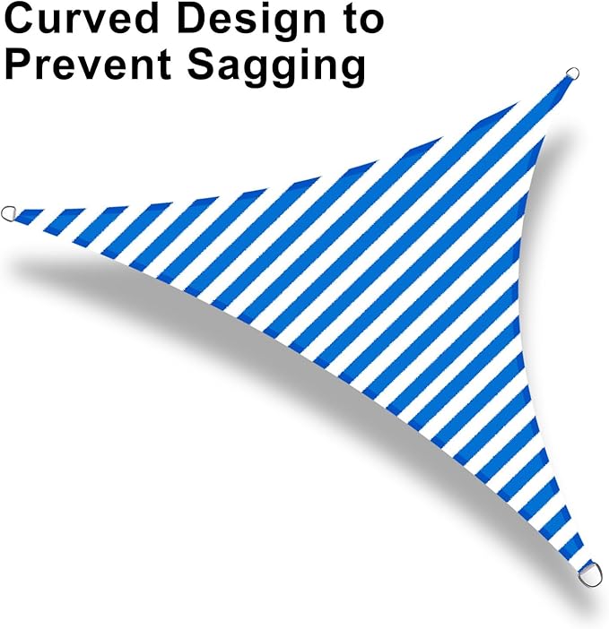 LOVE STORY 16' x 16' x 16' Triangle Blue-White Sun Shade Sail Canopy UV Block for Outdoor Patio Garden Backyard