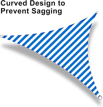 LOVE STORY 16' x 16' x 16' Triangle Blue-White Sun Shade Sail Canopy UV Block for Outdoor Patio Garden Backyard