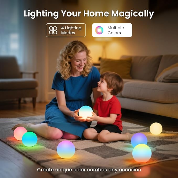 LOFTEK Floating Pool Lights, 3-Inch Rechargeable LED Balls, Color Changing Glowing Orb Sphere with Remote, 16 Color Orb Light for Indoor, Outdoor, Pool, Pond, Bathroom, Patio Decor, Gift (8 Pack)