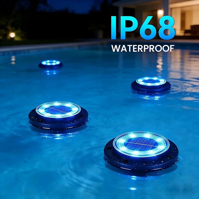 Flacchi Solar Lights Outdoor Waterproof - 2-in-1 Solar Powered Ground Lights Outdoor Solar Disk Light Landscape Light for Deck Step Patio Yard Pathway Walkway Driveway Garden (Blue, 12 Pack)