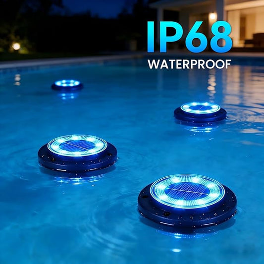 Flacchi Solar Lights Outdoor Waterproof - 2-in-1 Solar Powered Ground Lights Outdoor Solar Disk Light Landscape Light for Deck Step Patio Yard Pathway Walkway Driveway Garden (Blue, 12 Pack)