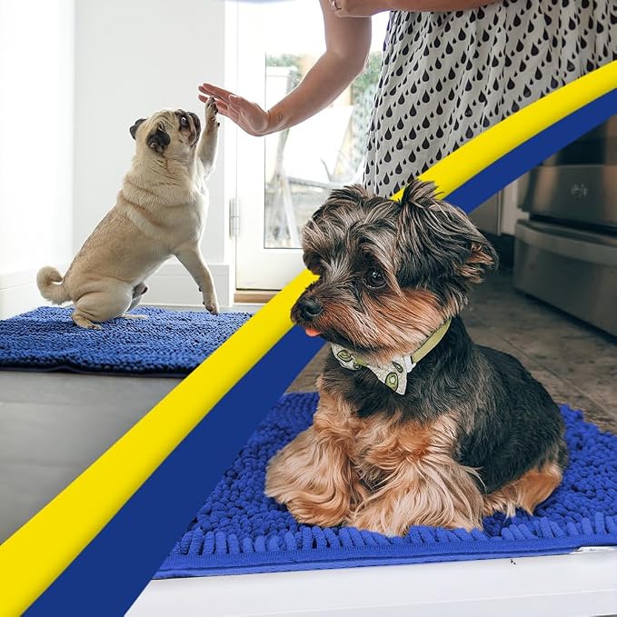 Muddy Mat® | Super Water Absorbent Door Mat Indoor, Microfiber Quick Dry Chenille Entryway Rug,Slip Resistant Front Door Mat,Indoor Mats for Entryway,Machine Washable Pet Rug, Navy Blue XXXL 72"X48"