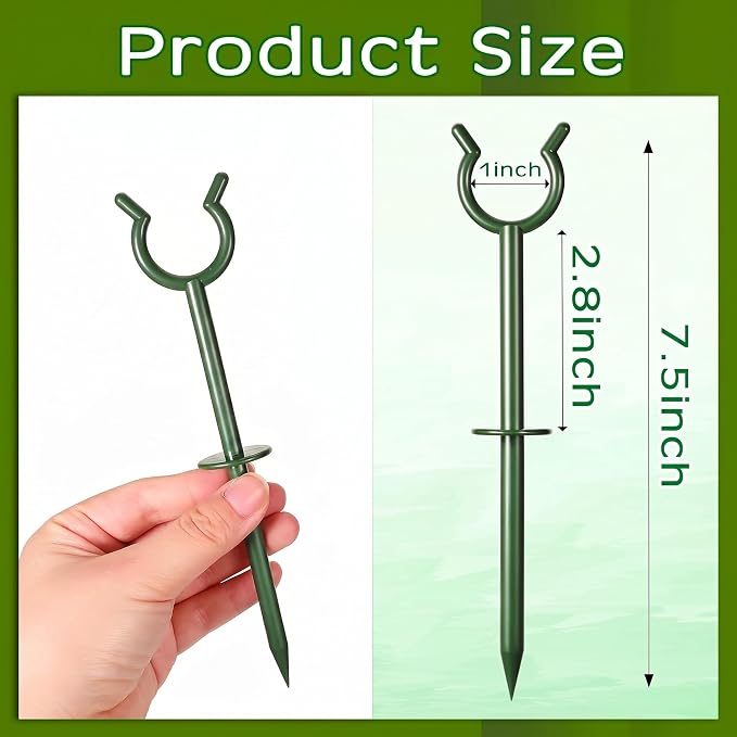 Taiyin 10 Pcs 3/4'' Garden Hose Holder Brackets Garden Guide Holder Decorative Outdoor Guide Stakes Support Spike Plant Tool to Keep Off Lawn for Yard (Green)