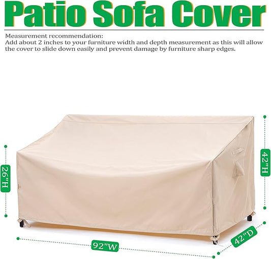 F&J Outdoors X-Large 3-Seater Sofa Cover Waterproof Anti-UV Patio Furniture Covers, 92" W x 42" D x 42" H