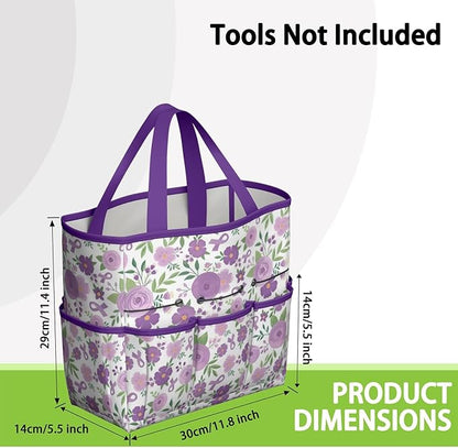 Daisy Flowers Garden Tool Bag - Waterproof Garden Tote with 8 Pockets, Large Storage Home Organizer Gardening Tool Oxford Bag for Garden Tools Kits Holder, Ideal Outdoor Gardening Gift for Women & Men