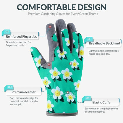 Baidast Gardening Gloves for Women, Breathable Leather Garden Gloves with Grip, Thorn Proof Work Gloves