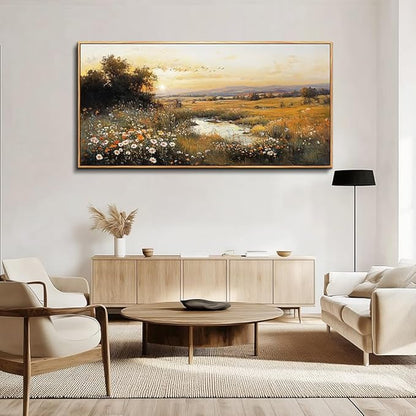 Wood Farmed Canvas Wall Art For Living Room Large Wall Decor For Office Bedroom Decorations Prairie Puddle Landscape Pictures Farmhouse Painting Artwork Room Wall Mural Aesthetic Home Decor 30x60 In