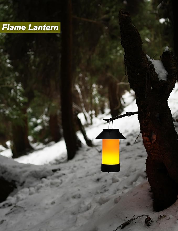 Rechargeable Outdoor Lantern Waterproof, Dimmable Warm White & Flickering Flame Mood Light, Portable Cordless Table Lamp for Patio/Camping/Shower/Emergency Power Outage (Coffee)