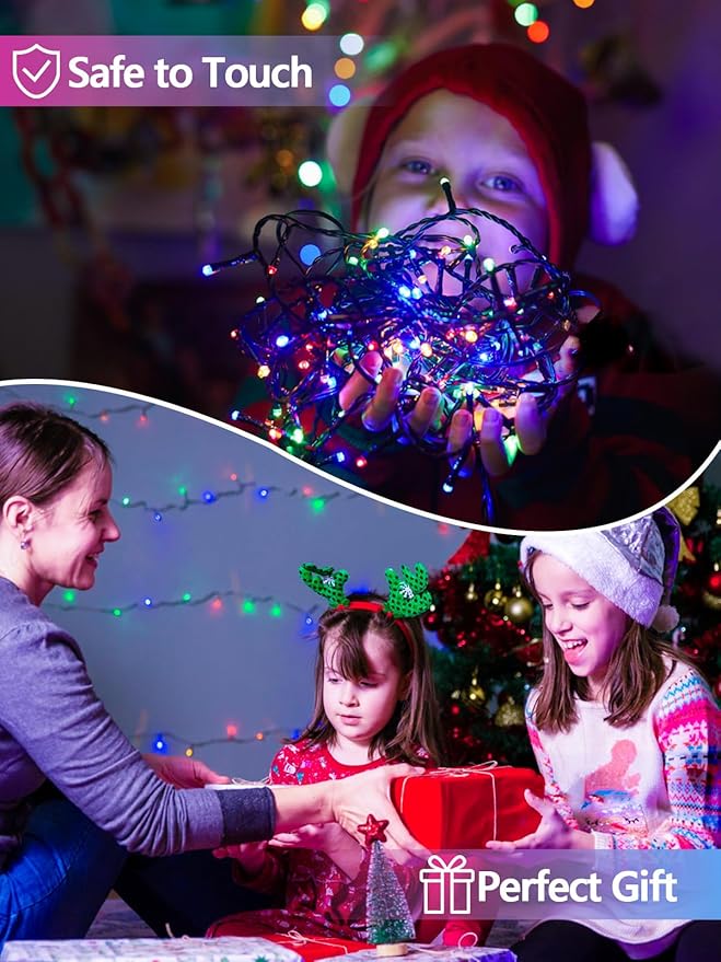 6 Pack 600 LED Solar String Lights for Outside, Solar Christmas Lights with 8 Lighting Modes, Waterproof Green Wire Solar String Lights Outdoor for Tree Xmas Party Garden Yard Decorations (MultiColor)