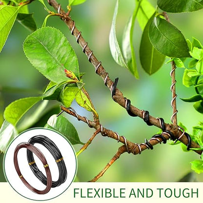 Mudder 5 Roll Aluminum Bonsai Training Wire Tree 160 Feet Total with Bonsai Wire Cutter Anodized Training for Holding Branches Small Trunks(1/1.5/2.0mm,Modern)