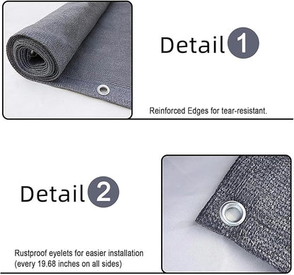 SUNLAX 2'6"x19.7' Light Grey Balcony Privacy Screen Fence Windscreen Cover Fabric Shade Netting Mesh Cloth with Grommets UV Protection for Patio, Backyard, Porch, Railing Shield 90%