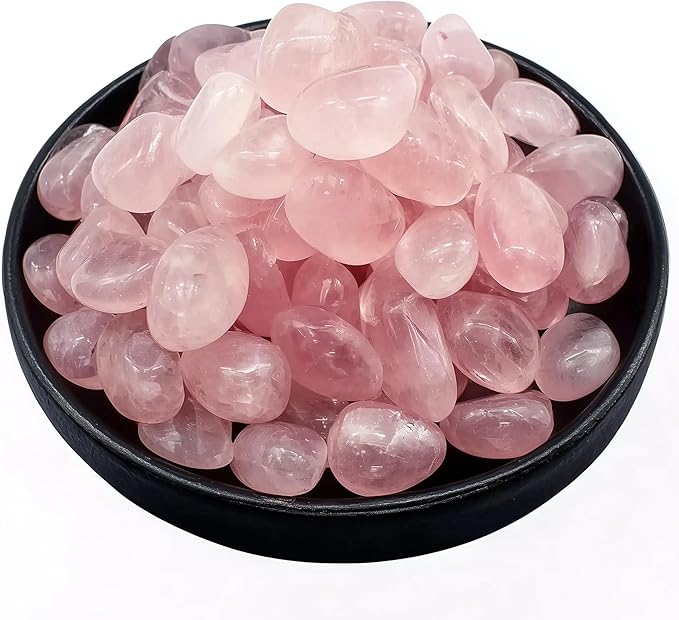 Polished Stone Set Rose Quartz Crystals, Handpicked Tumbled Gemstones Rocks, Pebbles for Reiki, Chakra, Healing, Home Decor 0.6" Inches 7 Ounces